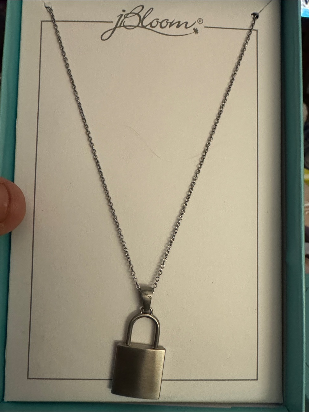jBloom Stainless Steel Silver Locked Padlock Pendant Necklace Fashion Jewelry